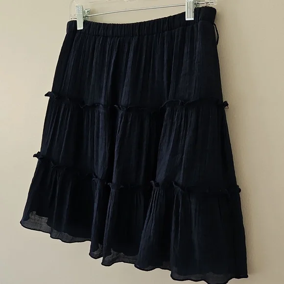 Navy Blue Tiered Mini Skirt Gauze Size Medium‎ - Picture 3 of 10